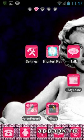 Marilyn Monroe Launcher EX красивый лаунчер с Мэрлин Монро