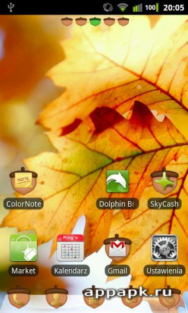 GO Luncher EX Theme Oak Tree красивый лаунчер с листьями деревьев на андроид