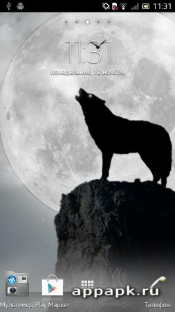 Wolf and moon Live Wallpaper живые обои волка под луной